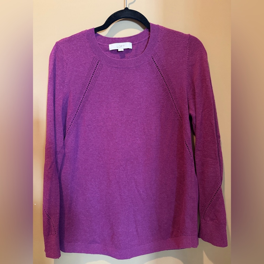 LOFT Purple Pointelle Sweater Medium